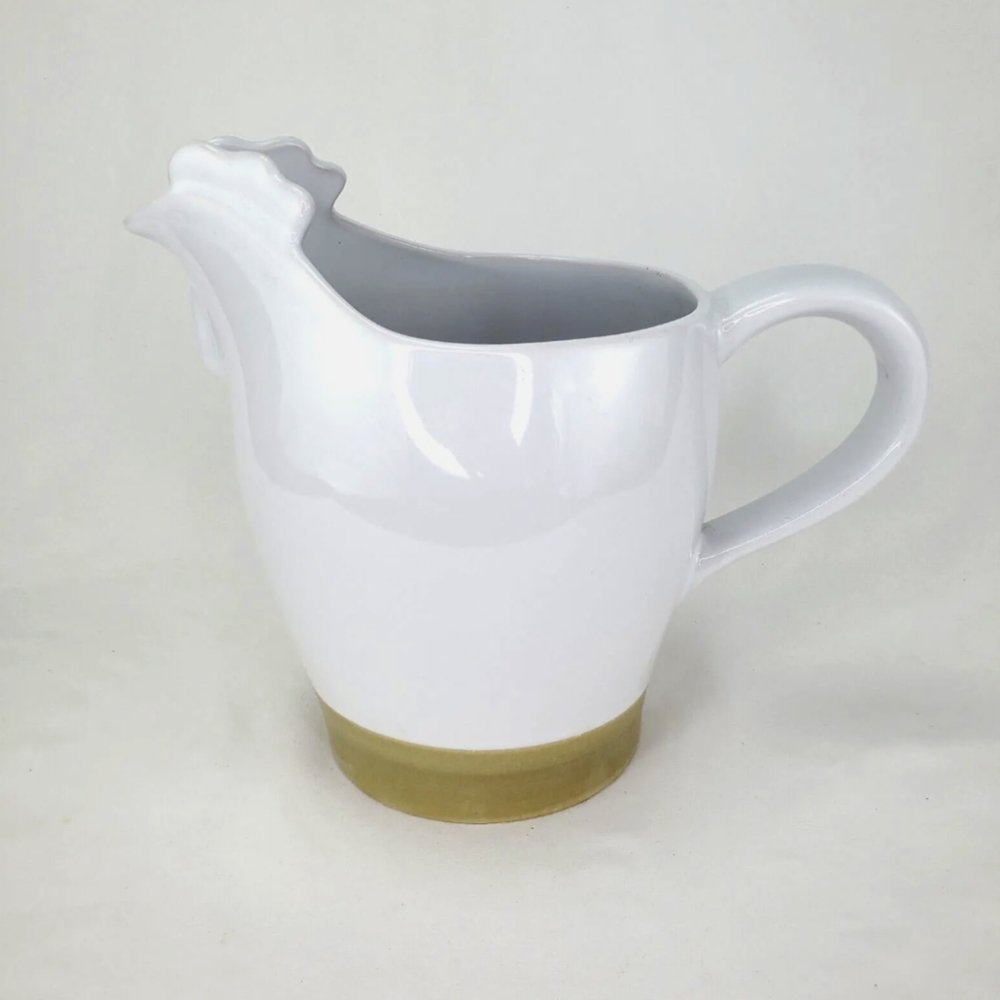 Cracker Barrel Hand Painted White Chicken/Rooster Pitcher - Picture 3 of 11